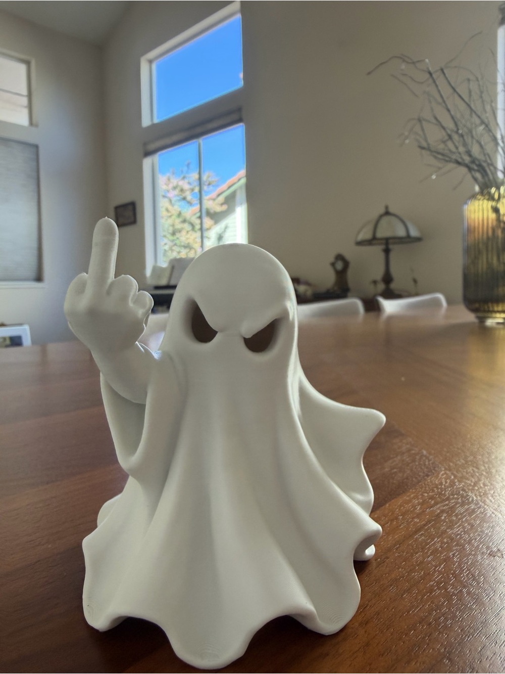 Sassy Middle Finger Ghost Figurine – Funny Halloween Decor 3d print